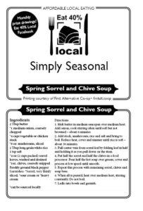 Simply Seasonal – Spring Sorrel and Chive Soup recipe card photo