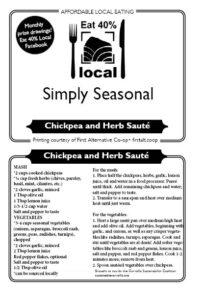 Simply Seasonal recipe Chickpea and Herb Saute