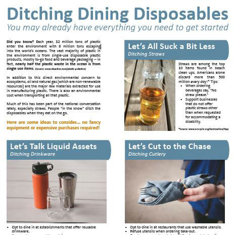 Block Captain Recycling Handout Spring 2019 Ditching Dining Disposables