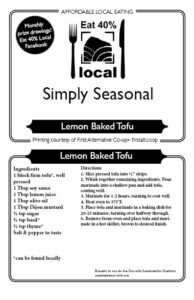 Simply Seasonal recipe Lemon Baked Tofu