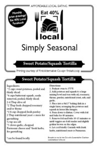 Simply Seasonal recipe Sweet Potato Butternut Squash Tortilla